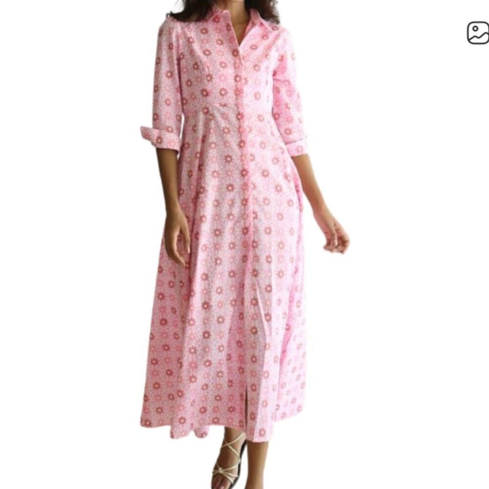 Pink midi dress Medium cottage core feminine floral